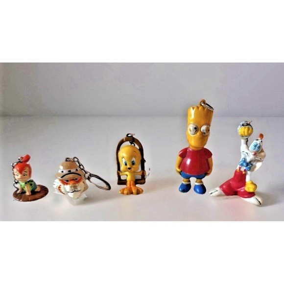 Accessories - Character Keychain Roger Rabbit Tweety Pebbles Garfield Exxon Tiger Bart Simpson